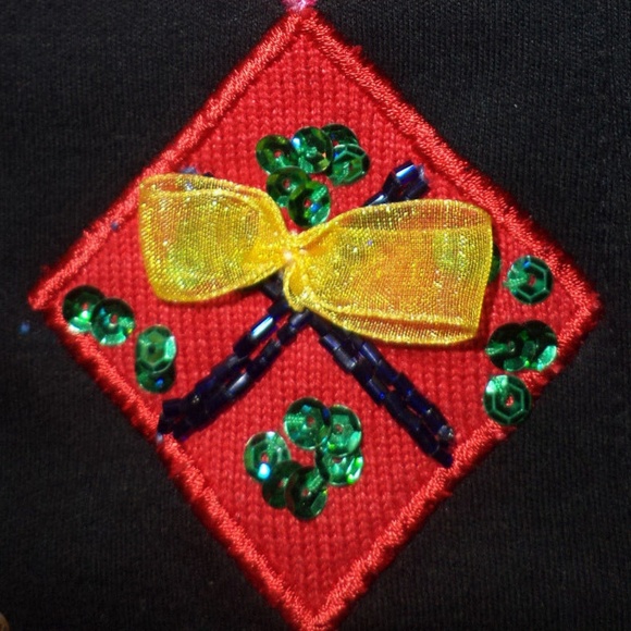 Ugly CHRISTMAS SWEATER M Cotton Knit Cardigan Top - Picture 3 of 7